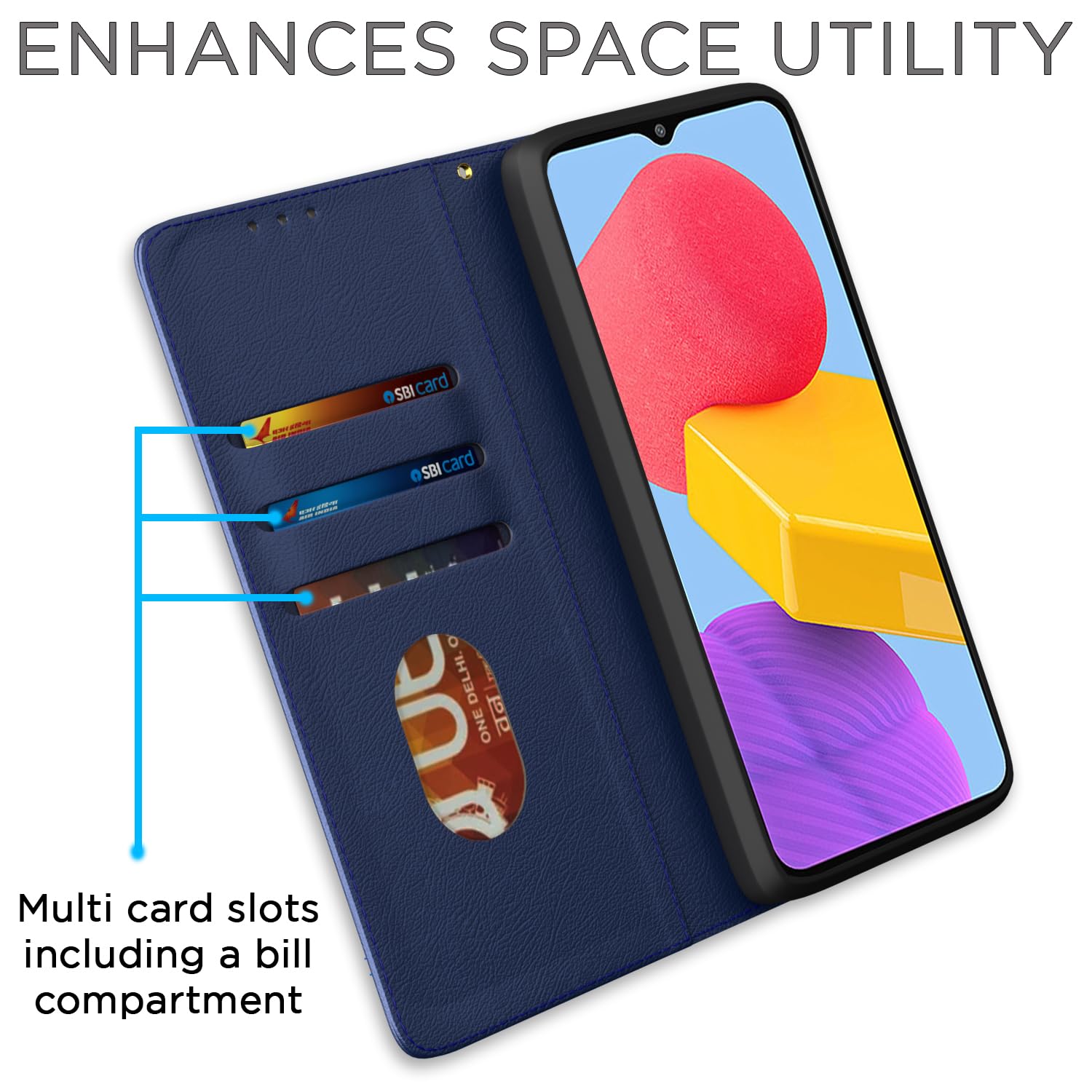 Samsung F13 Magnetic flip cover in blue by Pikkme – photo 3