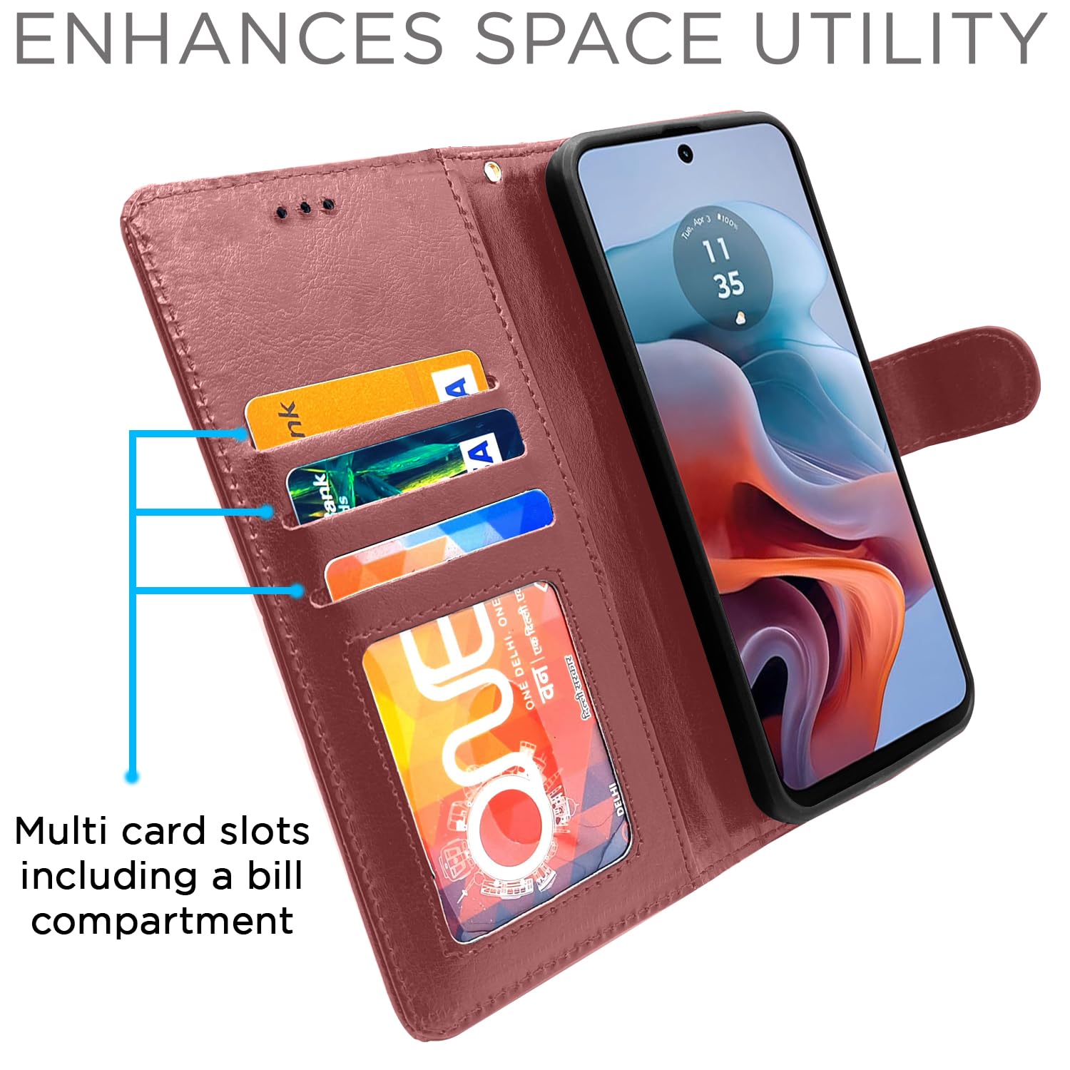 Pikkme brown wallet flip cover for Moto G24 Power – photo 5