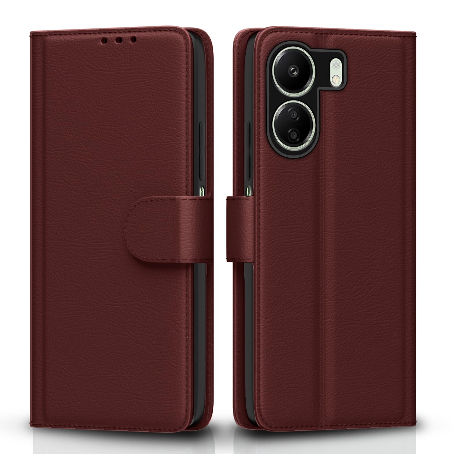 Pikkme brown flip cover for Redmi 13C 4G/Poco C65