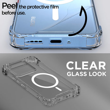 Pikkme Realme GT 7 5G / GT 7T 5G Mag-Safe Shockproof PC + TPU Back Cover (Transparent)