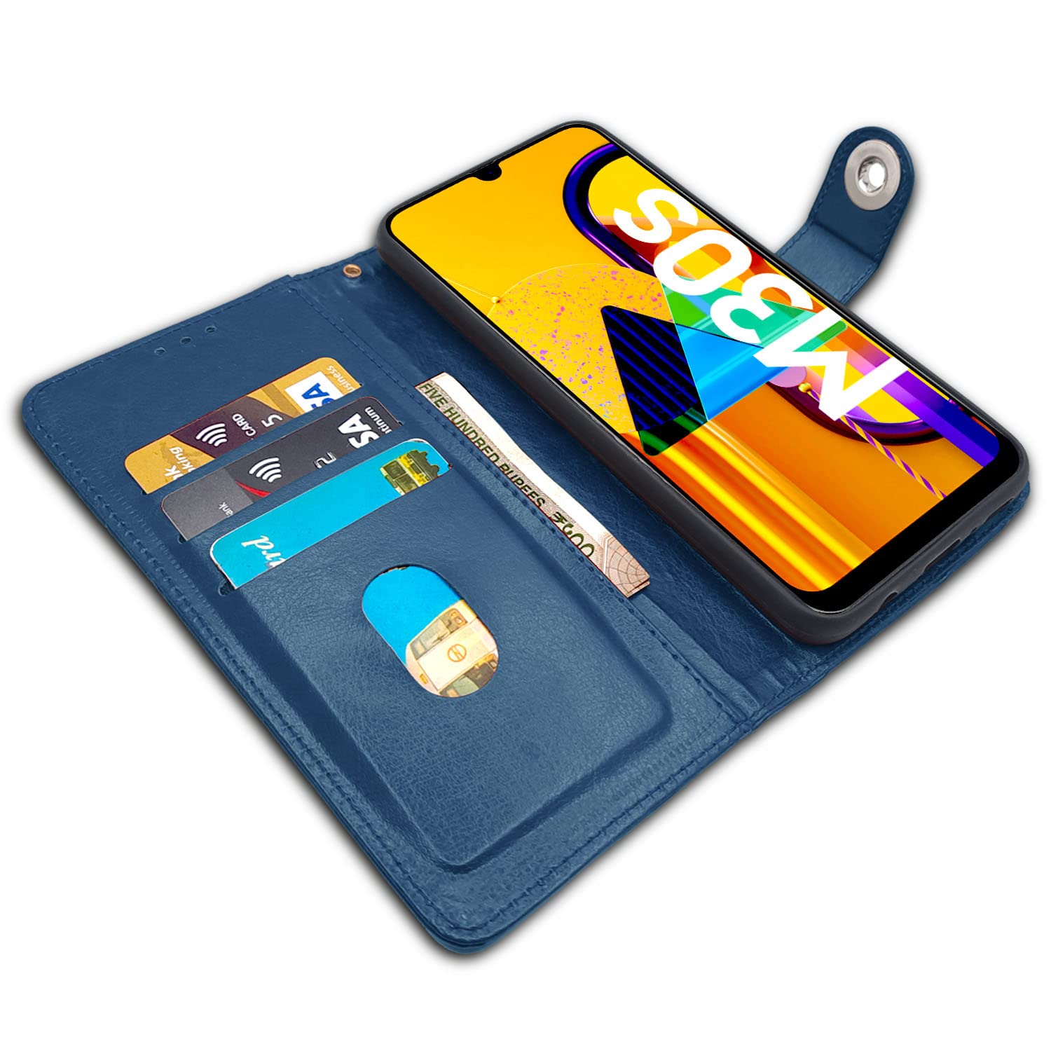 Pikkme Samsung Galaxy M30s / M21 / M21 2021 Button Flip Cover (Blue)