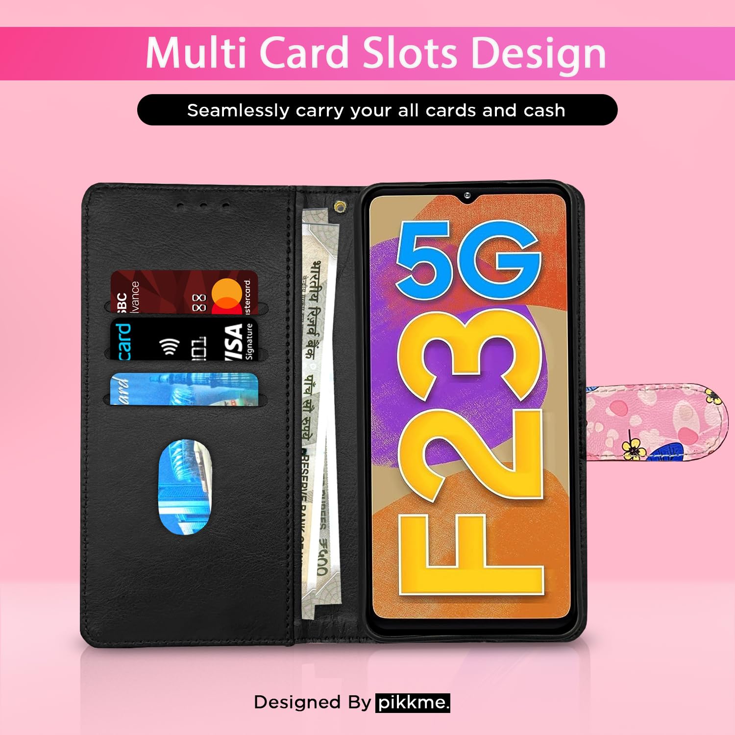 Pink flower flip cover for Samsung F23 5G – Pikkme – photo 2