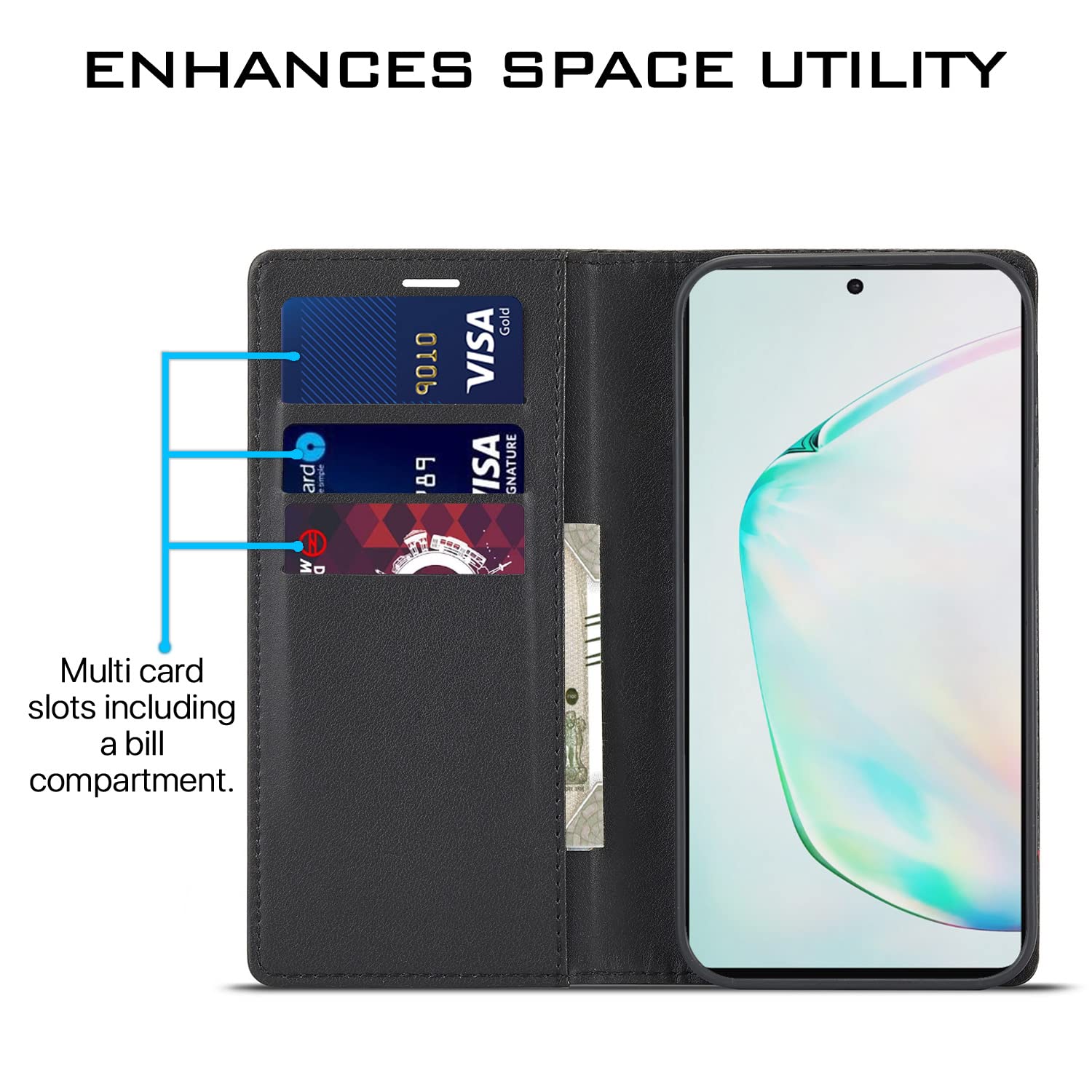 Pikkme black Wallet wallet flip cover for Samsung Note 10 Lite – photo 3