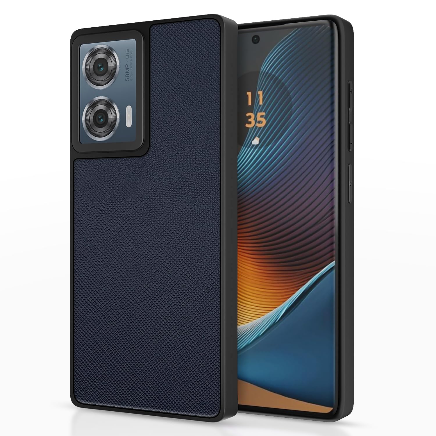 Moto Edge 50 Fusion 5G Indian Leather Back Cover -Blue