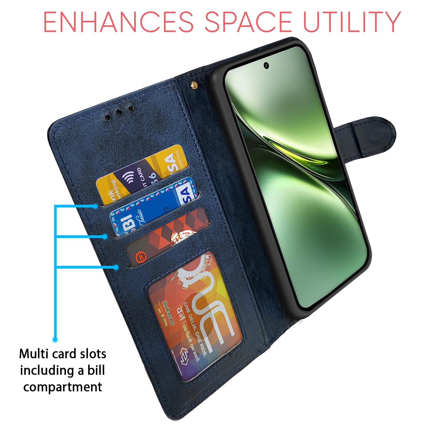 Pikkme navy & light blue Magnetic wallet flip cover for Vivo X200 5G – photo 5