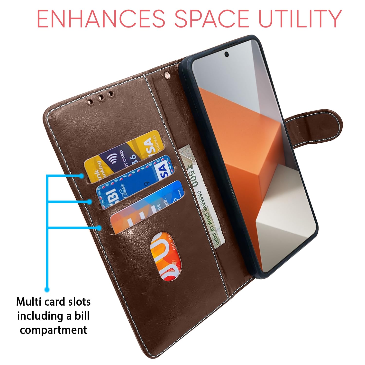 Brown & coffee Magnetic flip cover for Redmi Note 13 Pro Plus 5G – Pikkme – photo 4