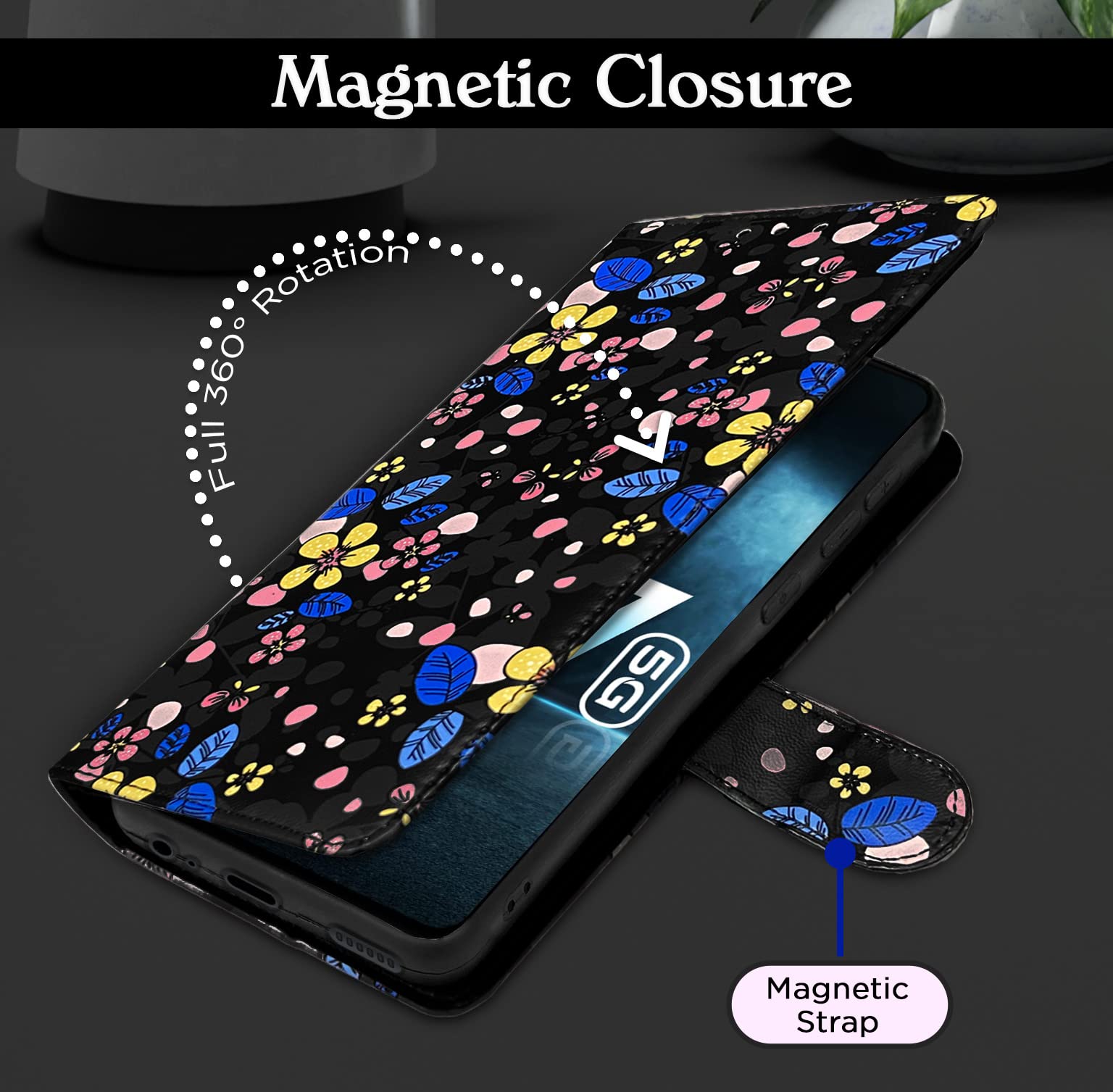 Black flower flip case for Z7 5G – Pikkme – photo 3