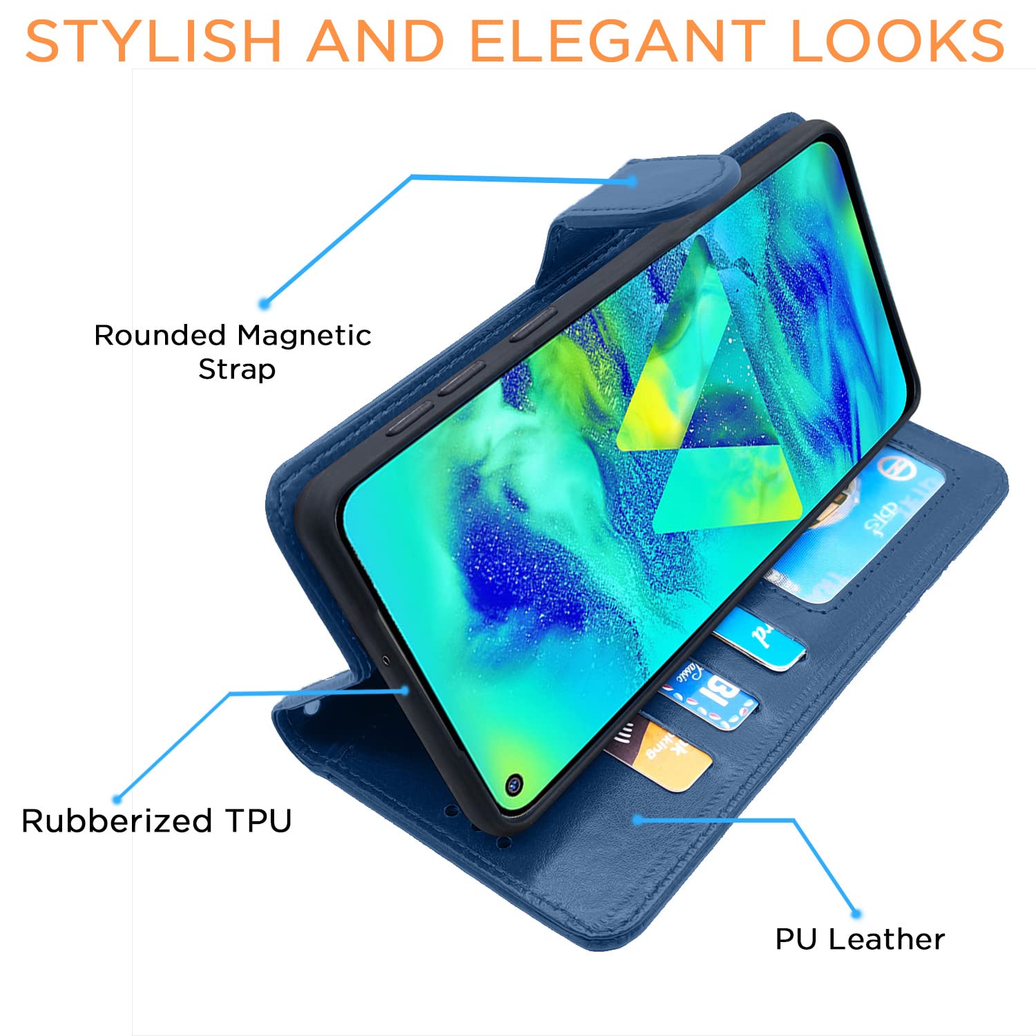 Pikkme Samsung Galaxy M40 Vintage Flip Cover (Blue)
