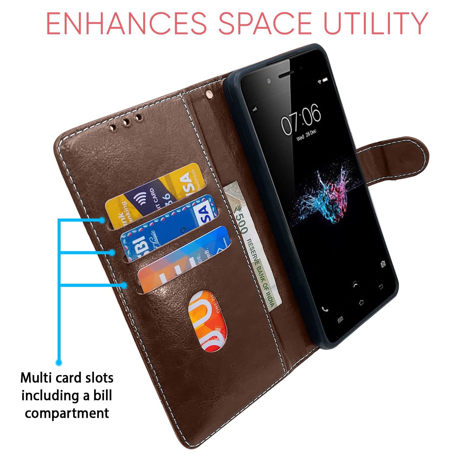 Pikkme Vivo Y55 brown & coffee mobile flip cover – photo 3