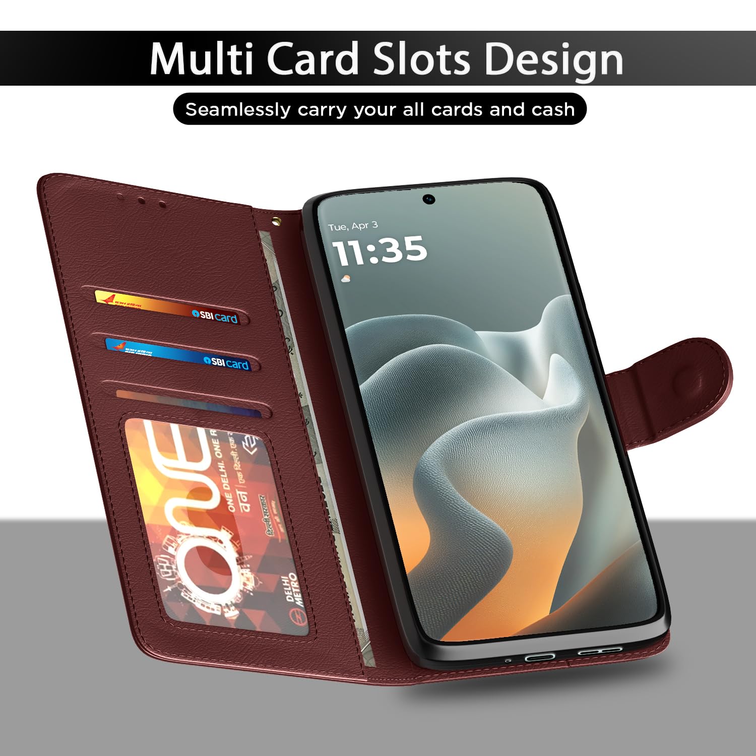 Brown flip cover for Moto Edge 70 Fusion 5G – Pikkme – photo 5