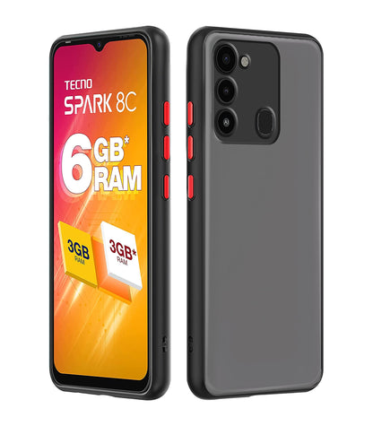 Pikkme black back cover for Tecno Spark 8c/Spark Go 2022