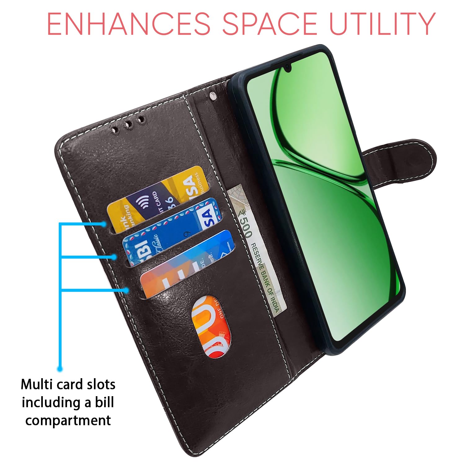 Pikkme Realme C63 4G coffee & brown wallet flip cover – photo 5