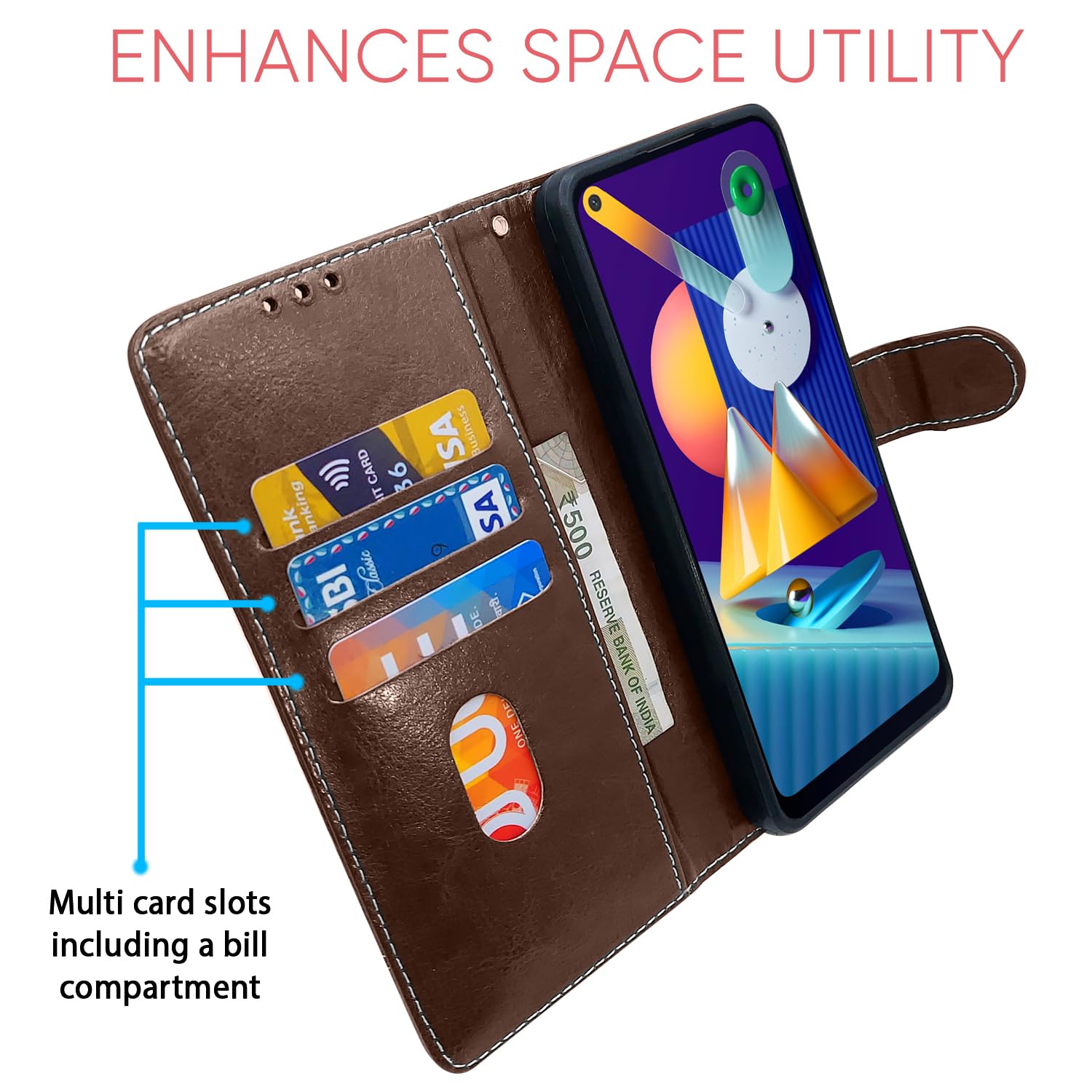 Pikkme Samsung M11 Magnetic brown & coffee wallet flip cover – photo 4