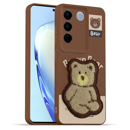 Pikkme Vivo V27/V27 Pro 5G Plush Patch brown mobile cover