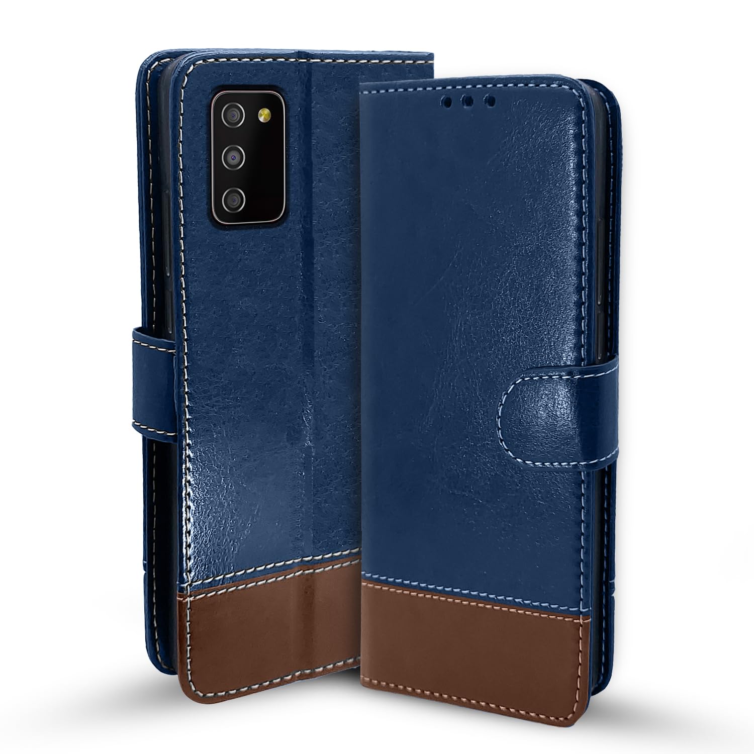 Blue & brown mobile flip cover for Samsung M02s/F02s/A02s – Pikkme