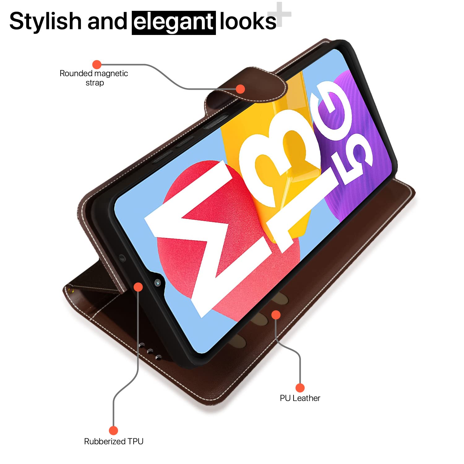 Brown & coffee Magnetic flip cover for Samsung M13 5G – Pikkme – photo 3