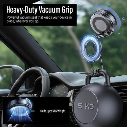 Pikkme 360° Vacuum Magnetic Phone Holder | Universal Car Mount with Suction Cup for Dashboard, Shower, Mirror & Gym