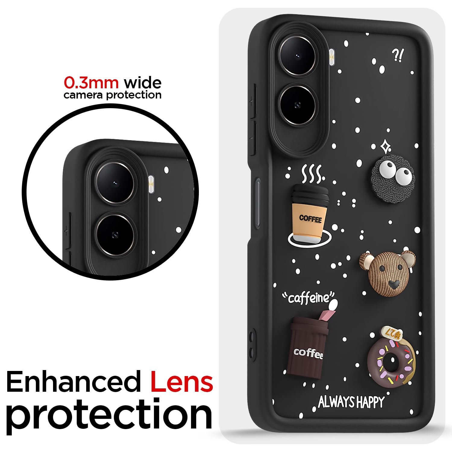 Pikkme black Bear Coffee phone cover for Redmi A7 Pro/Poco C85x 5G – photo 5