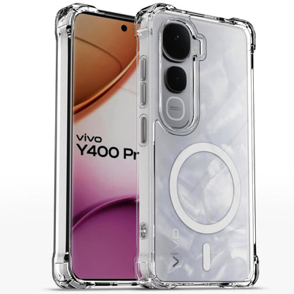 Pikkme Vivo Y400 Pro 5G Mag-Safe Shockproof PC + TPU Back Cover (Transparent)