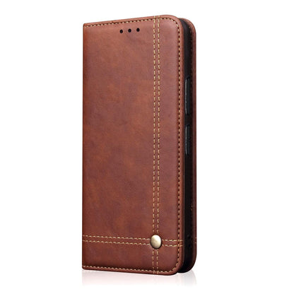 Pikkme Oppo A15 Premium Leather Magnetic Flip Cover (Brown)