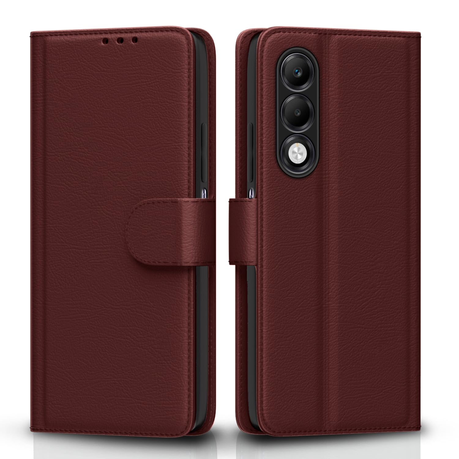 Pikkme Oppo K13x 5G  Premium Leather Finish Vintage Flip Cover (Brown)