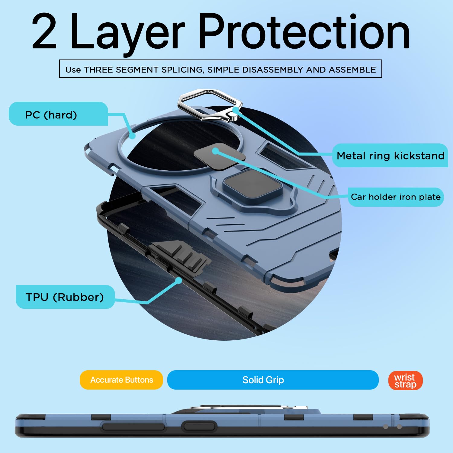 Pikkme Vivo X200 5G D5 Tough Armor Bumper Cover (Blue)