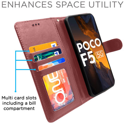 Poco F5 5G mobile flip cover in brown by Pikkme – photo 3