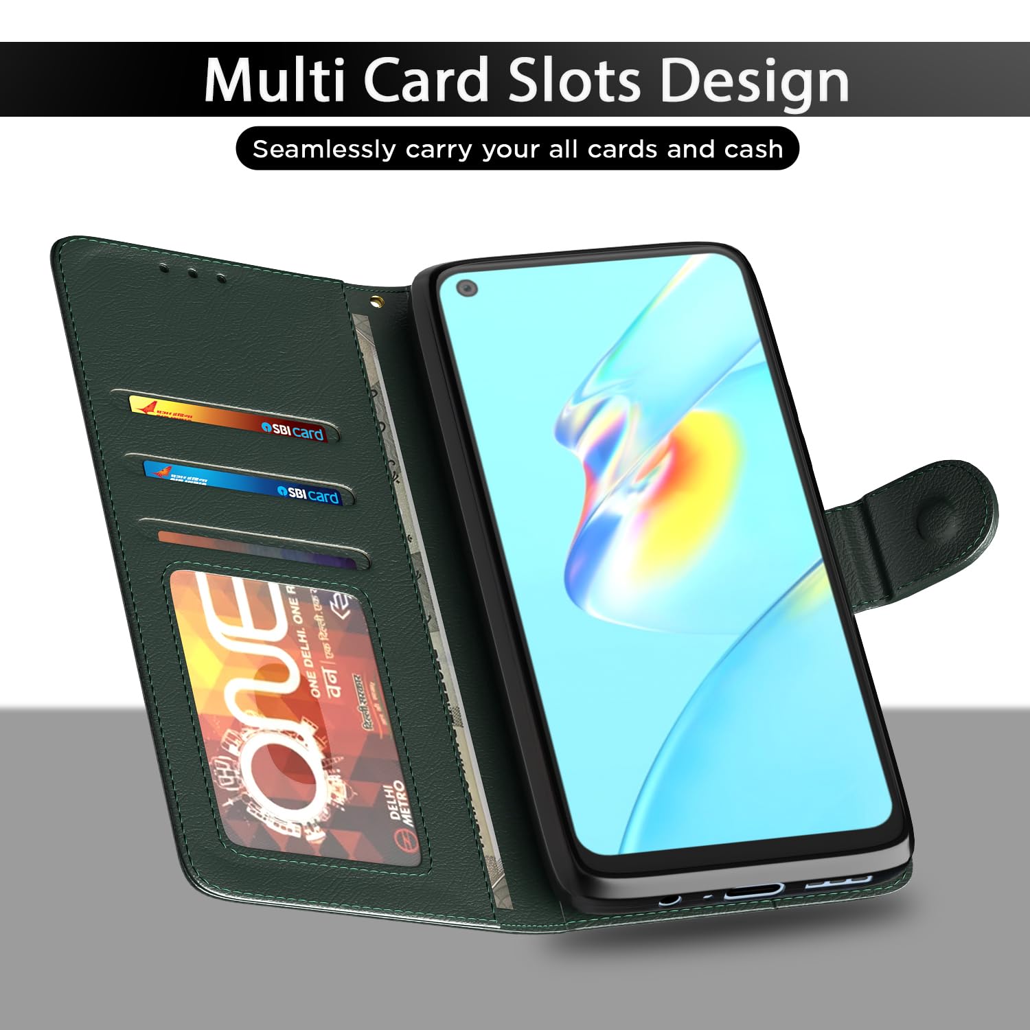Pikkme Oppo A54 4G Wallet green flip cover – photo 5