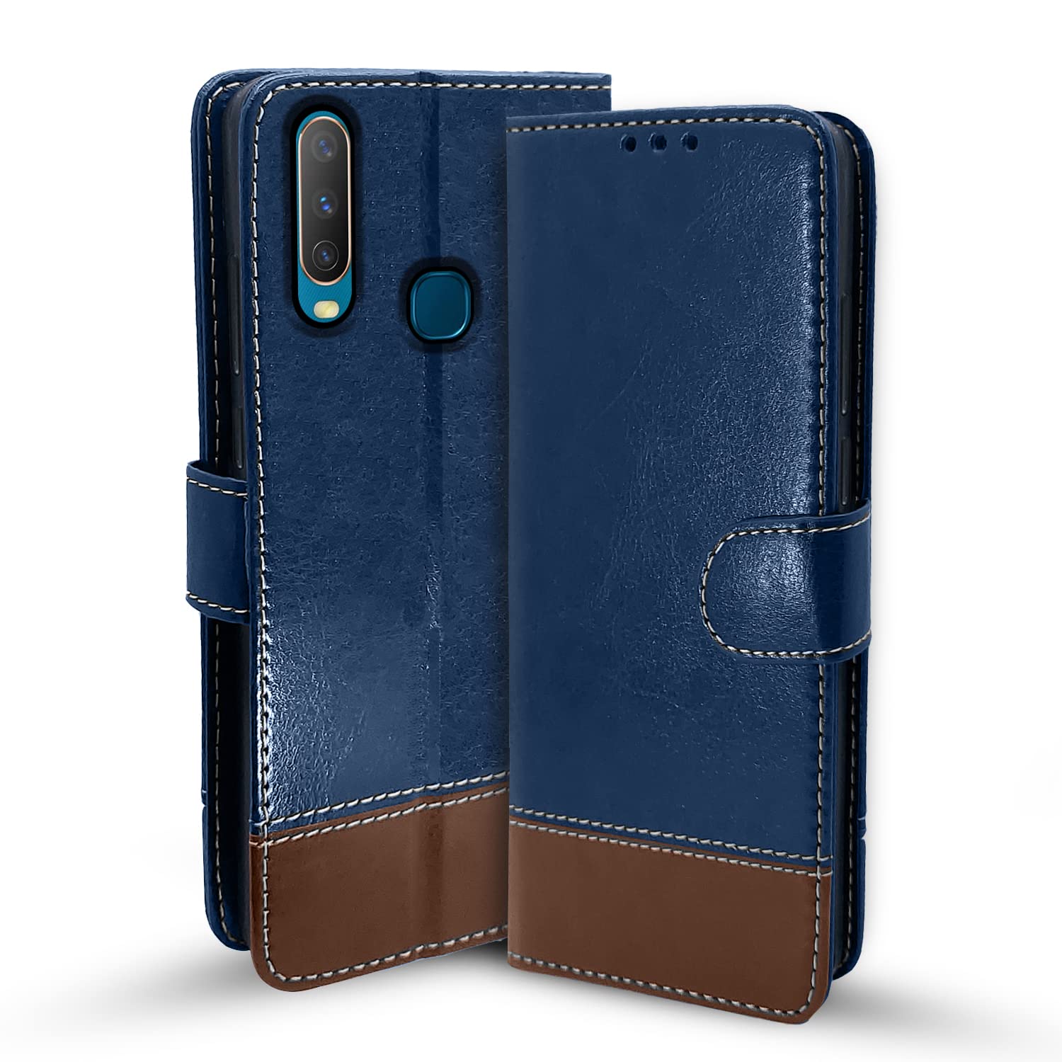 Pikkme Vivo Y12/Y15/Y17/U10 Magnetic blue & brown flip cover
