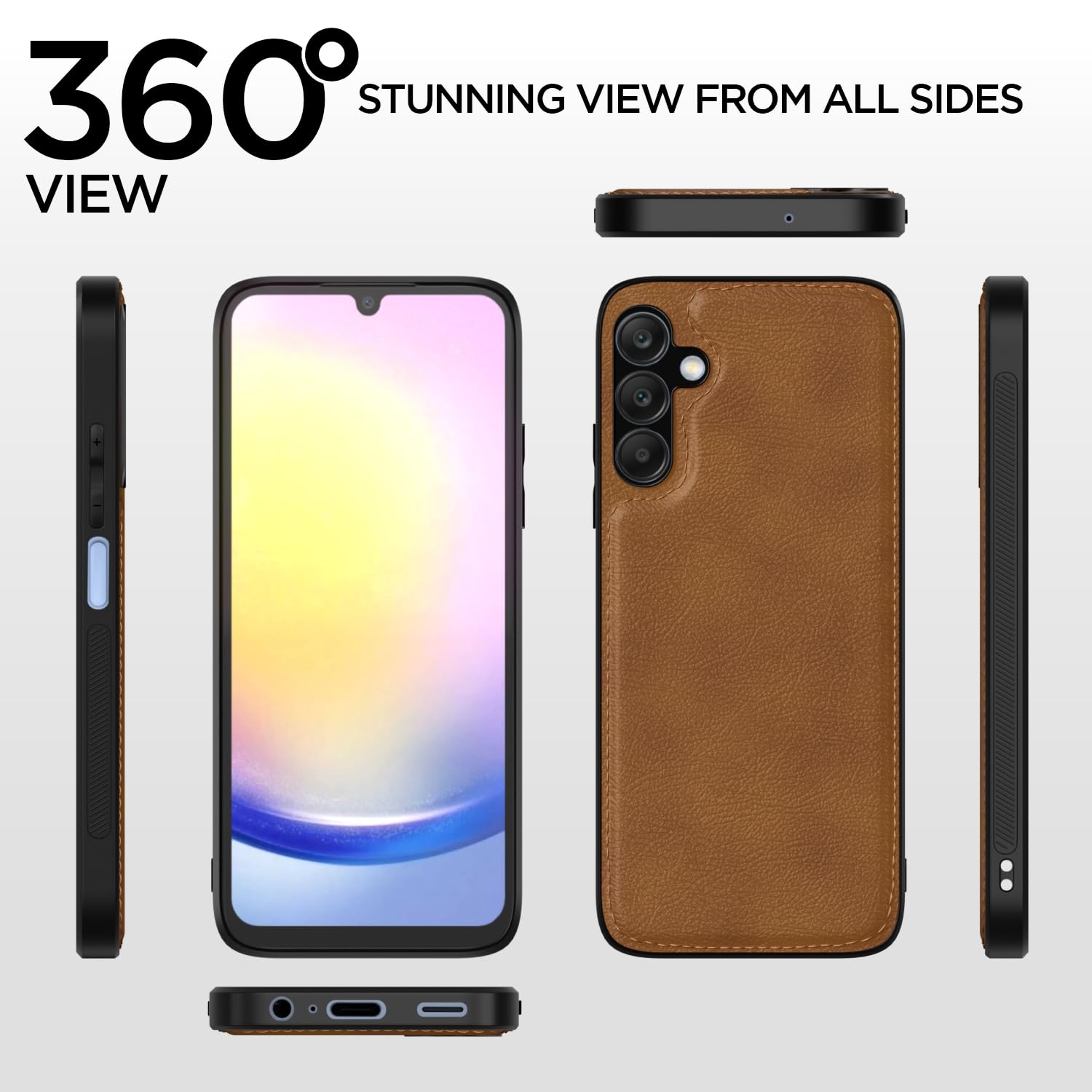 Samsung A25 5G Leather phone cover in brown by Pikkme – photo 2
