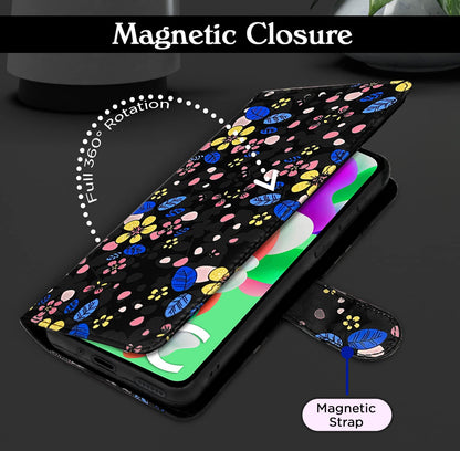 Black flower Wallet wallet flip cover for Redmi 12C/Poco C55 – Pikkme – photo 3