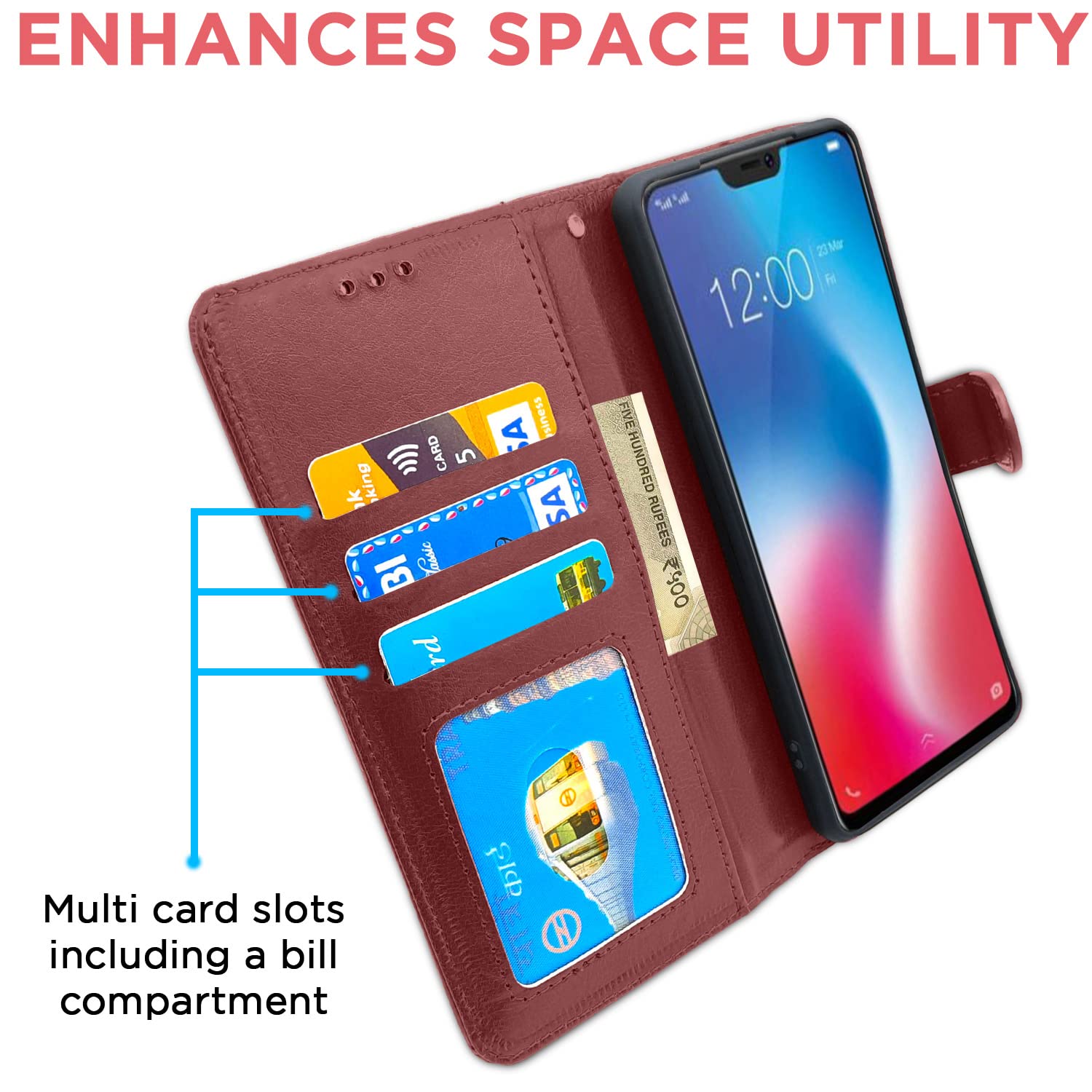 Brown Wallet flip cover for Vivo V9/V9 Pro/V9 – Pikkme – photo 2