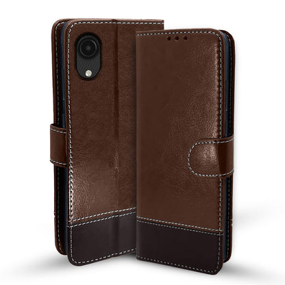 Pikkme brown & coffee Magnetic wallet flip cover for Samsung A03 Core