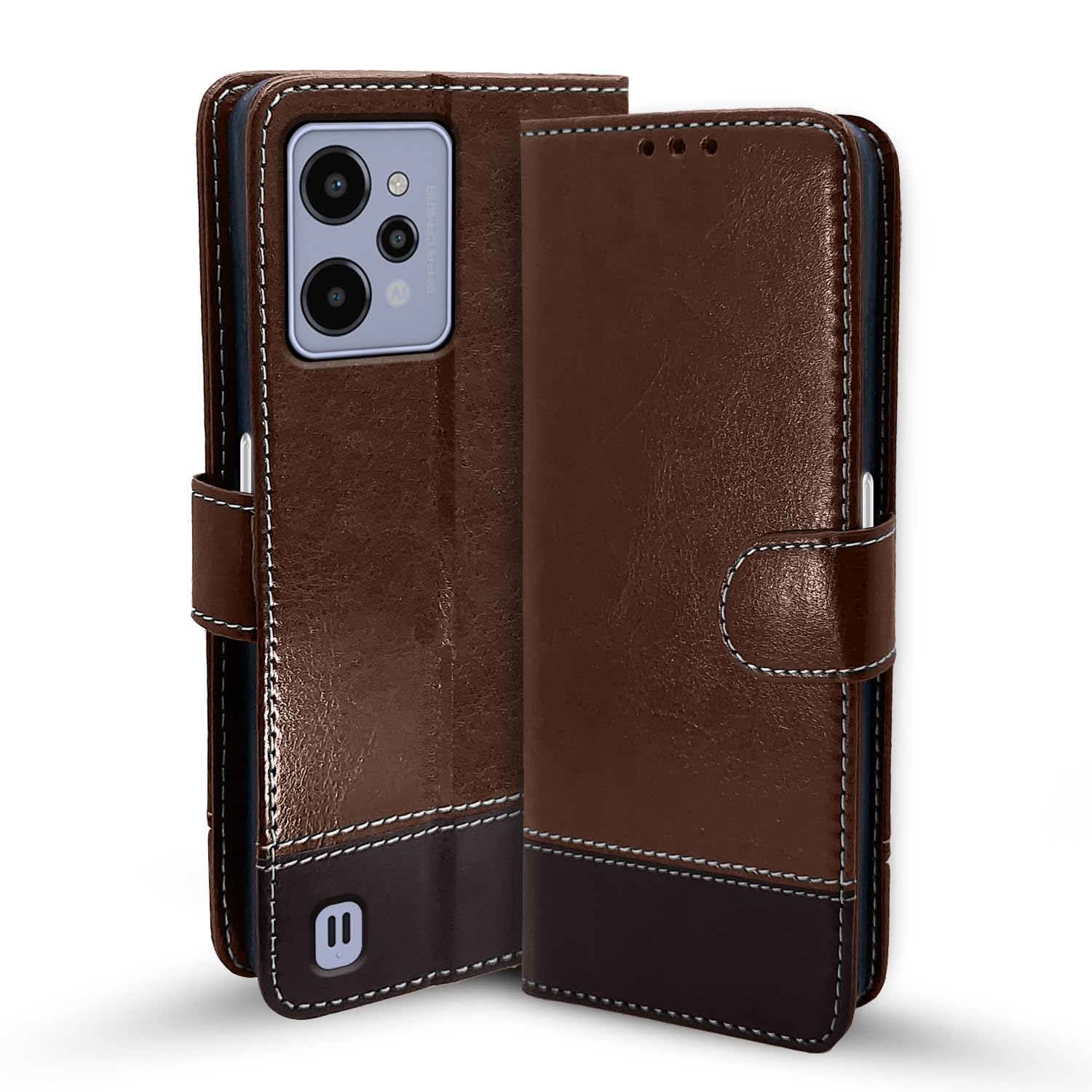 Pikkme Realme C31 Magnetic brown & coffee mobile flip cover