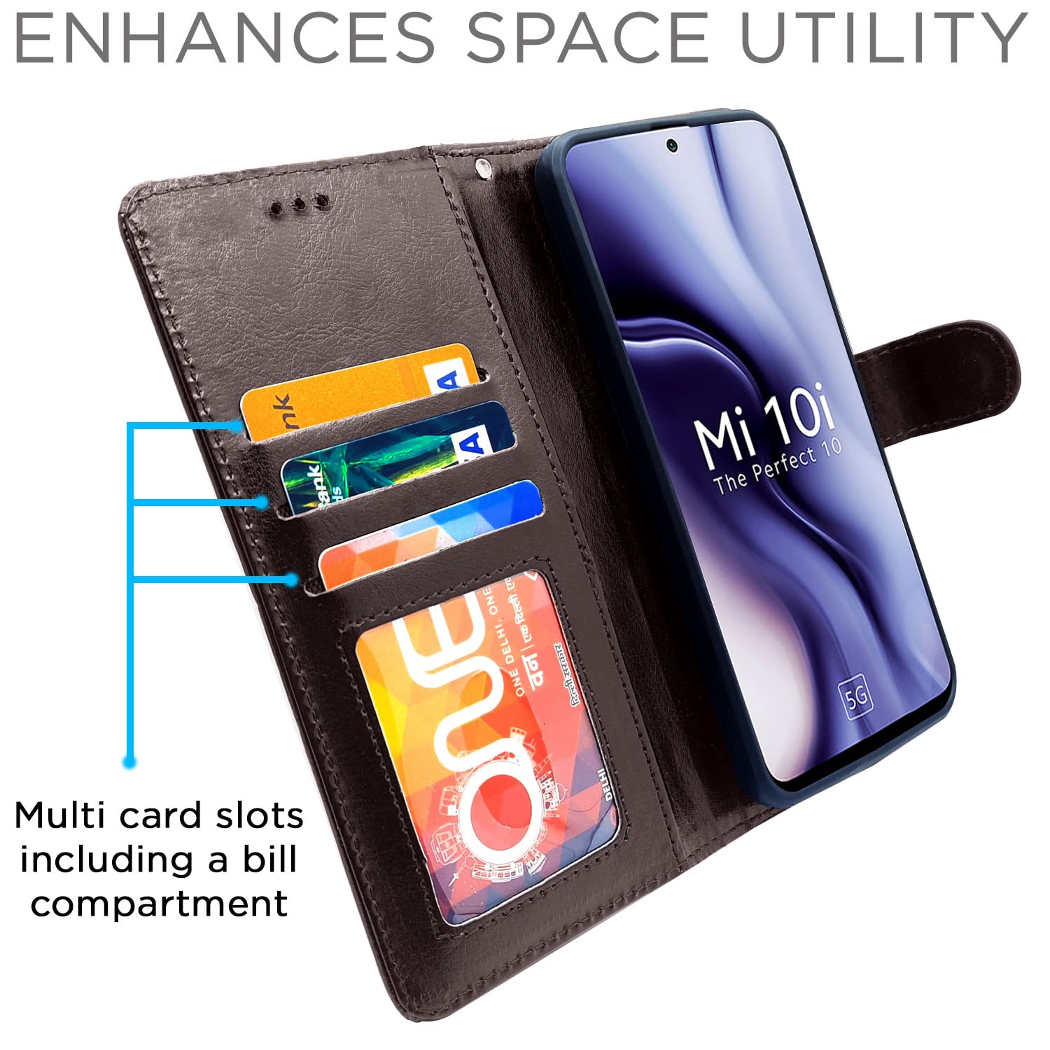 Pikkme Mi 10i Vintage Flip Cover (Coffee)