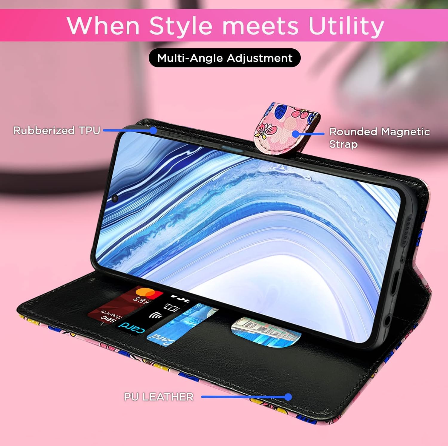 Pikkme Redmi Note 9 Pro/Note 9 Pro Max/Poco M2 Pro/Note 10 Lite Flower pink mobile flip cover – photo 4