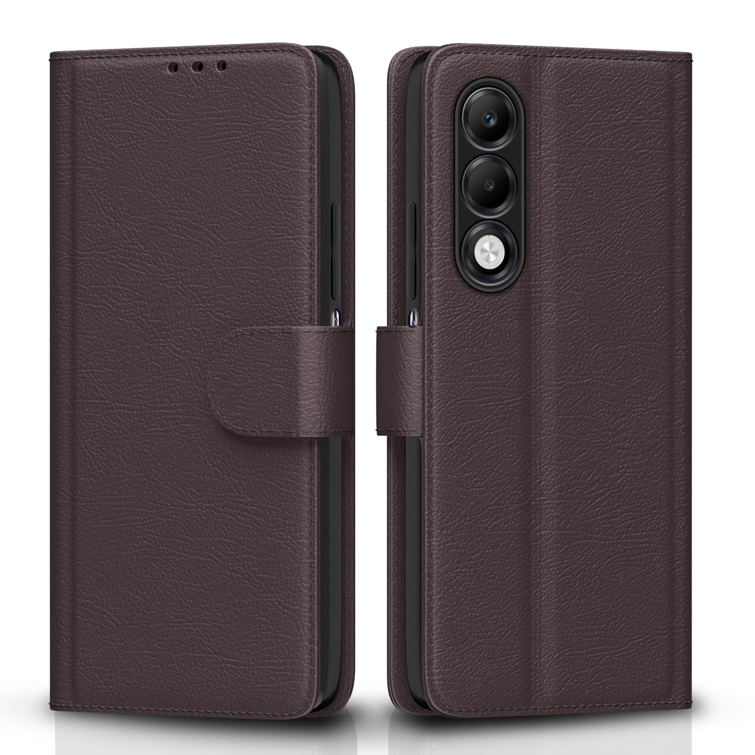 Pikkme Oppo K13x 5G Premium Leather Finish Vintage Flip Cover (Coffee)