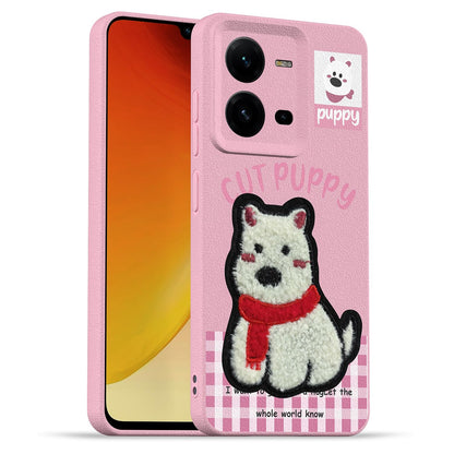 Pikkme pink Plush Patch phone cover for Vivo V25 5G