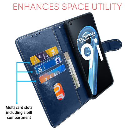 Blue & brown Magnetic flip case for Realme 9i/Oppo K10 4G – Pikkme – photo 3