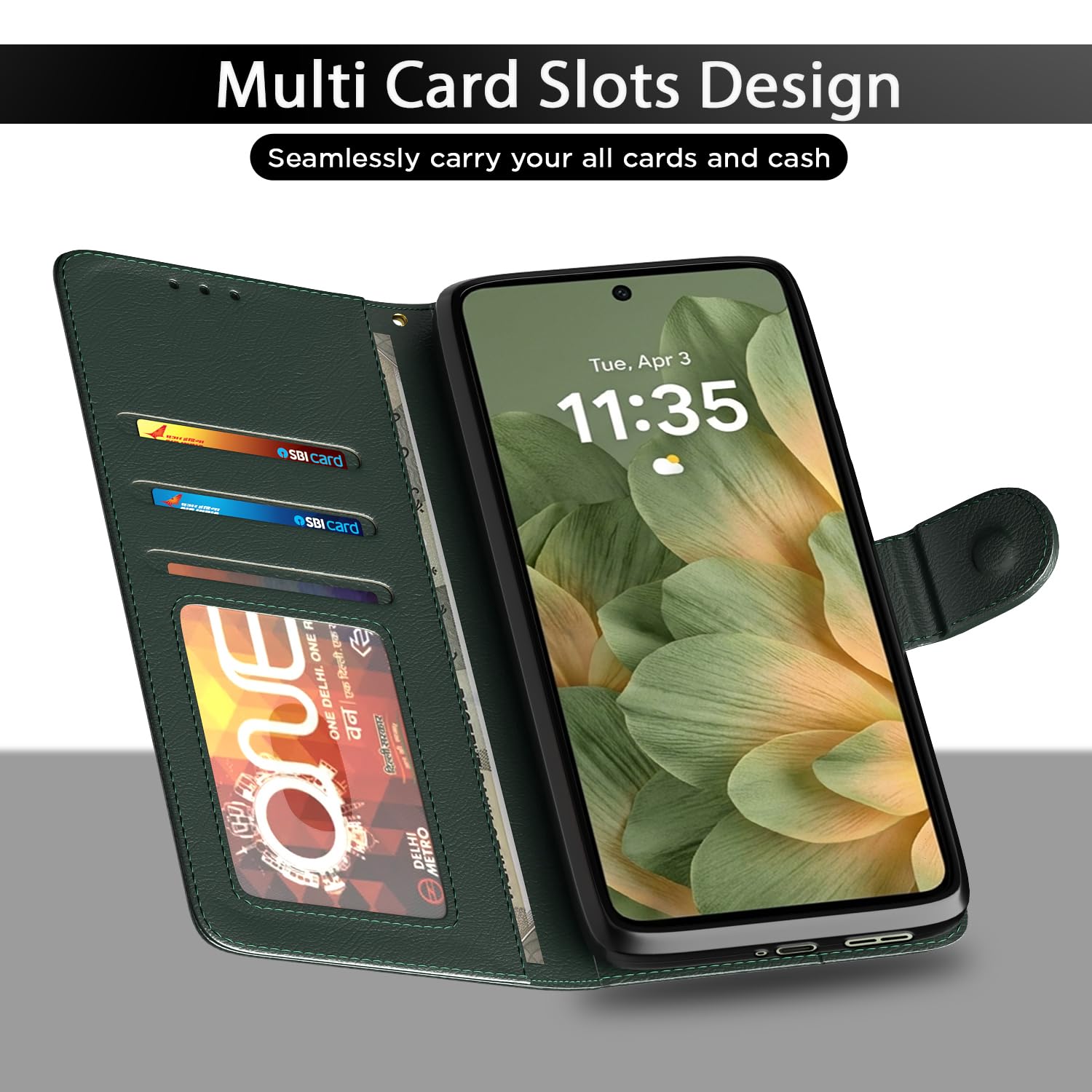Moto Edge 70 Pro 5G Wallet flip case in green by Pikkme – photo 5