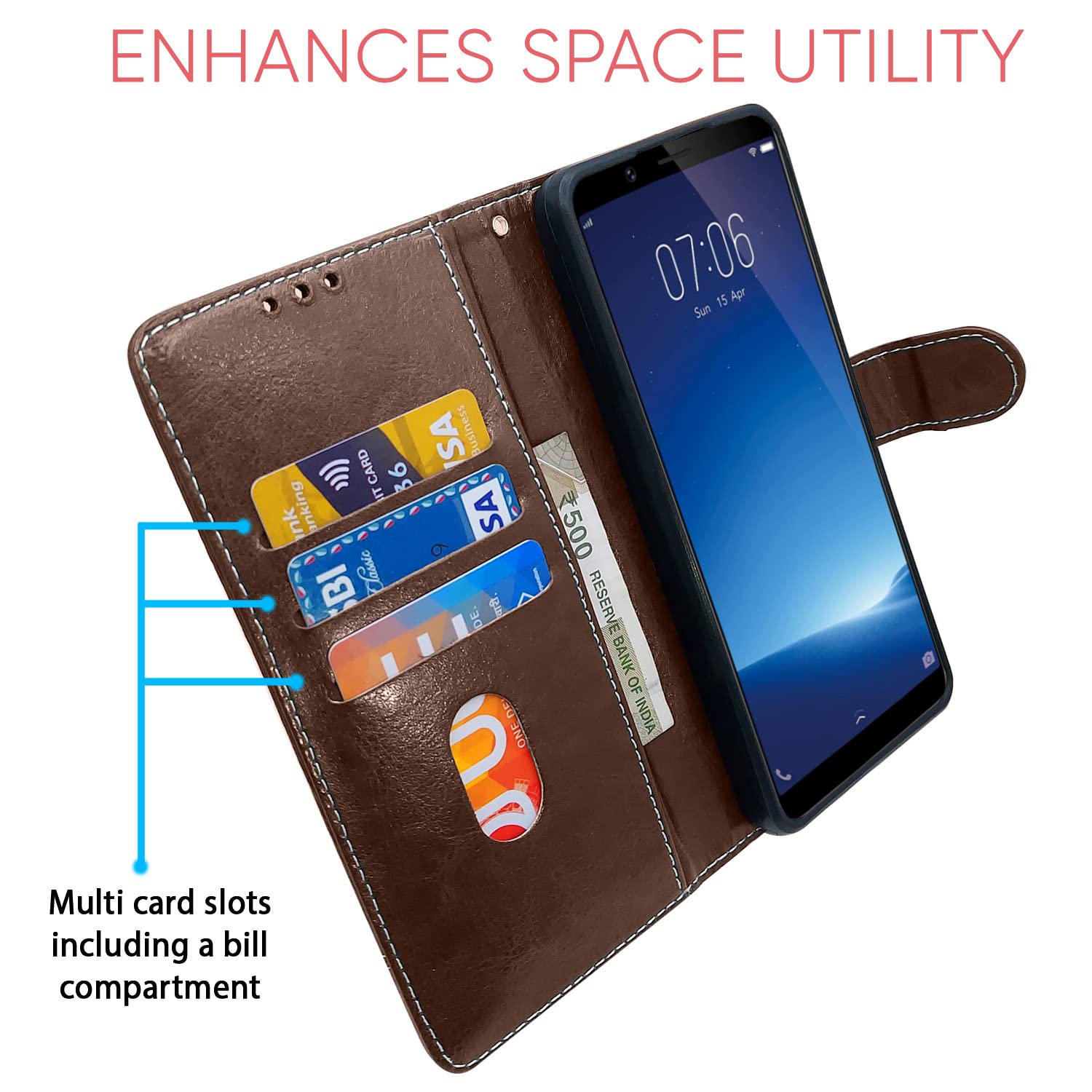 Vivo Y71 flip case in brown & coffee by Pikkme – photo 3