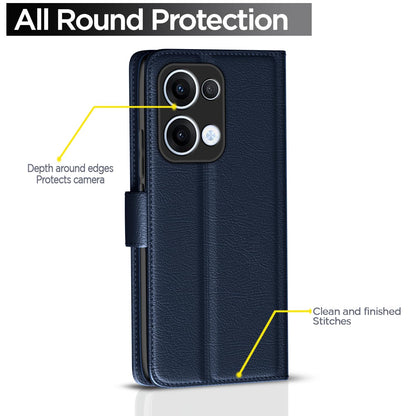 Pikkme Oppo Reno 13 5G Vintage Flip Cover (Blue)