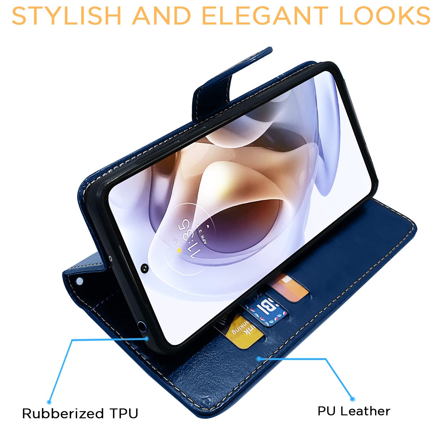 Blue & brown flip case for Moto G31 – Pikkme – photo 5