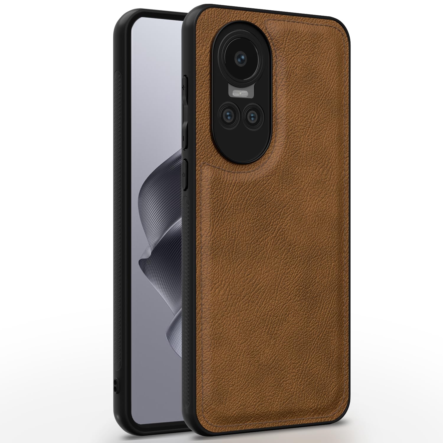 Pikkme brown Leather back cover for Oppo Reno 10 Pro 5G