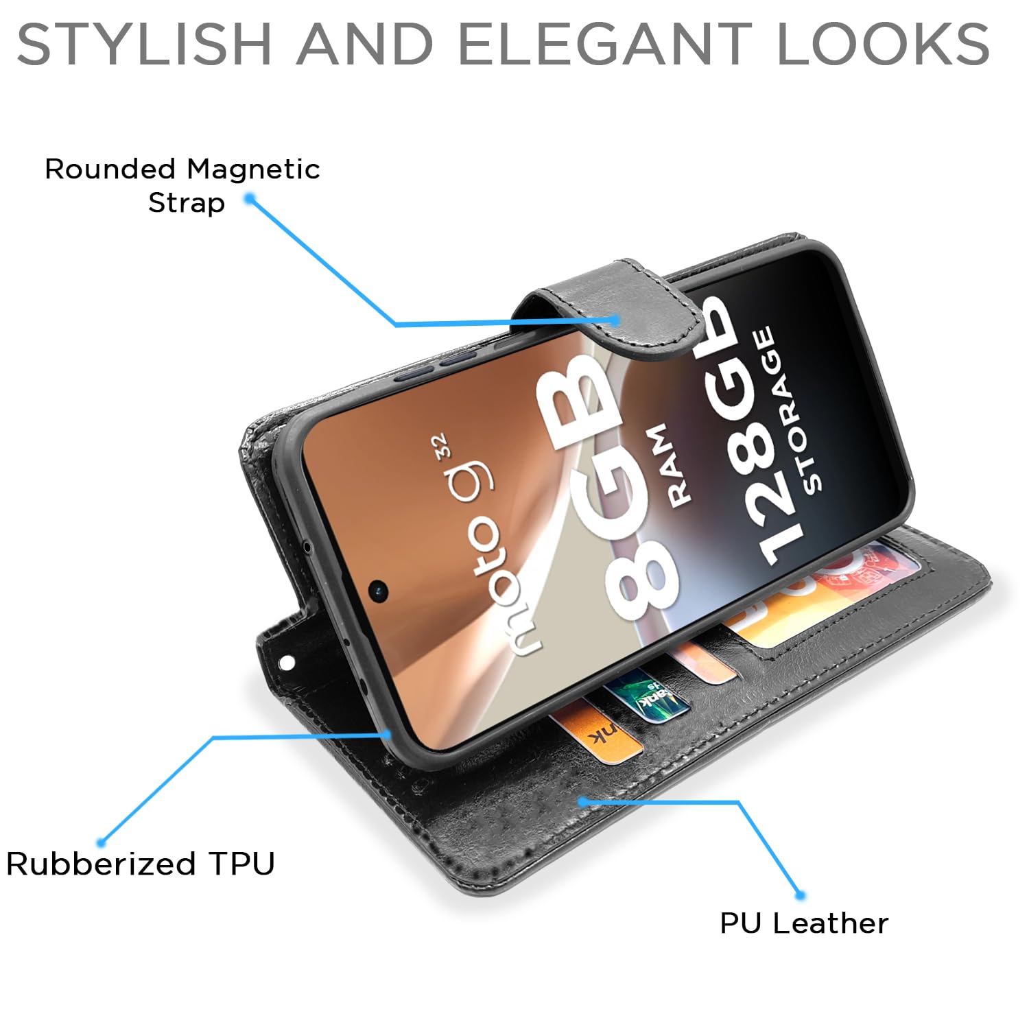Pikkme Moto G32 Wallet black wallet flip cover – photo 3