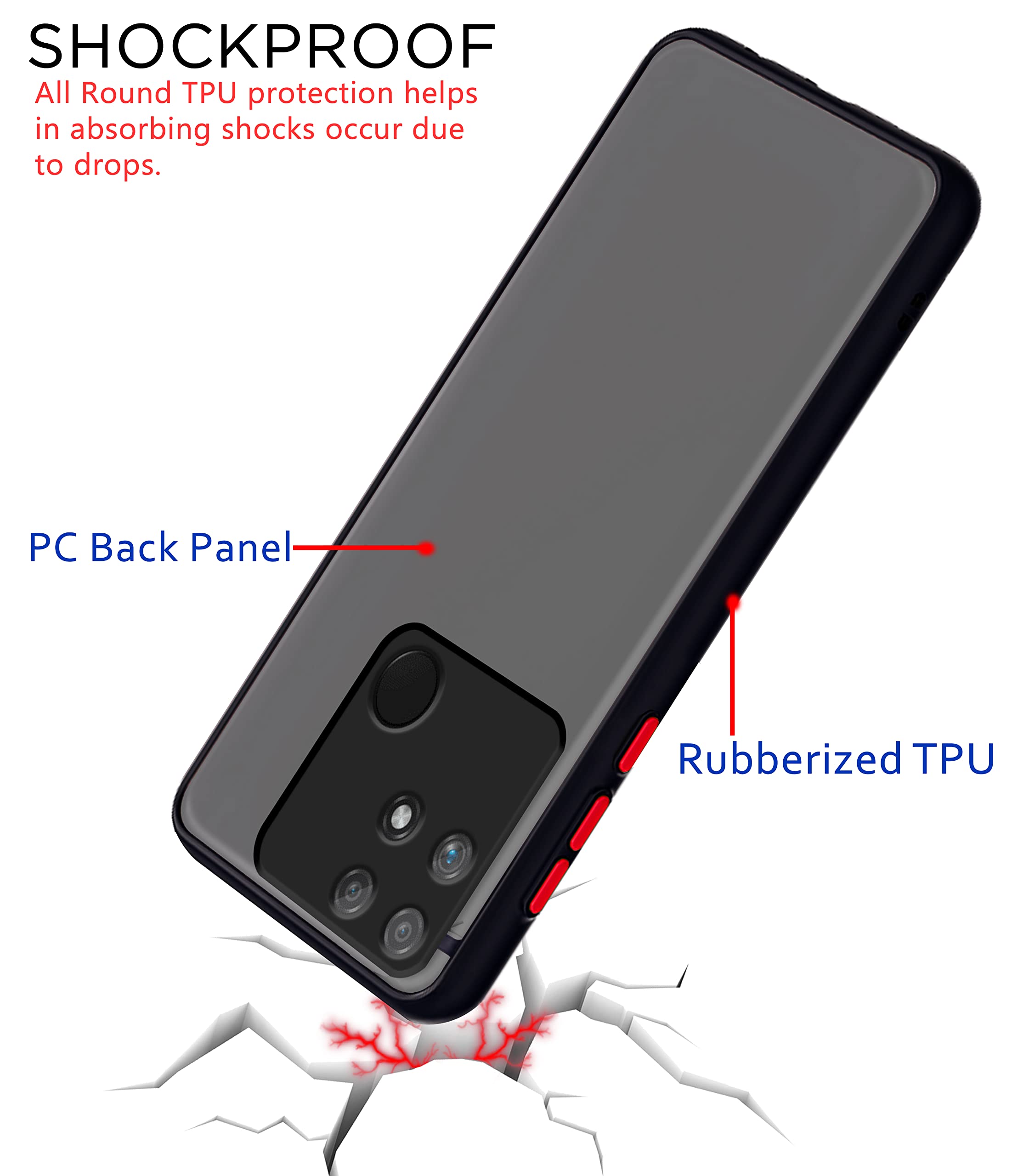 Pikkme Realme Narzo 50A Hybrid thermoplastic polyurethane, black mobile back cover – photo 4