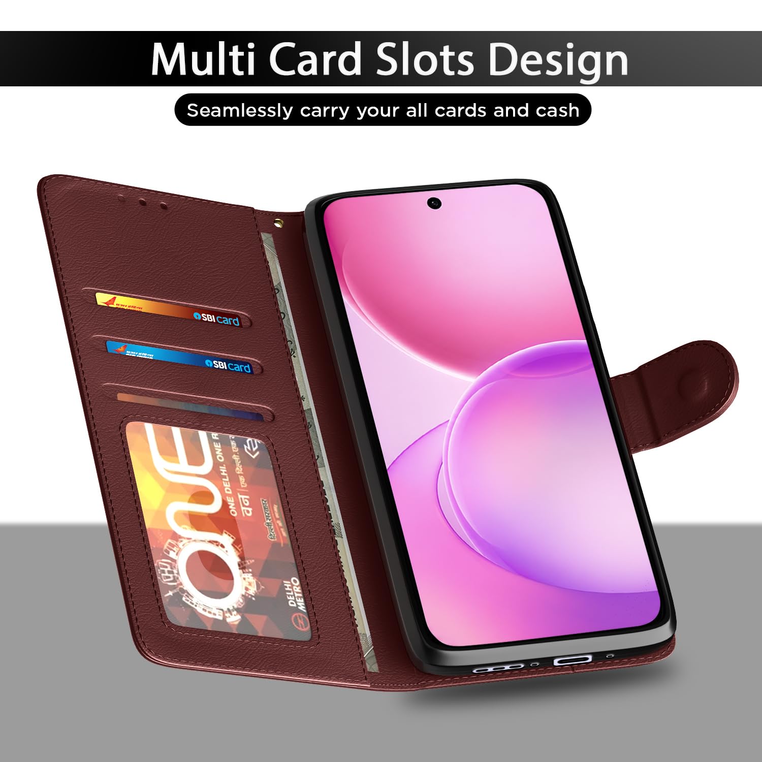 Pikkme Oppo Reno 16 5G Wallet brown wallet flip cover – photo 5