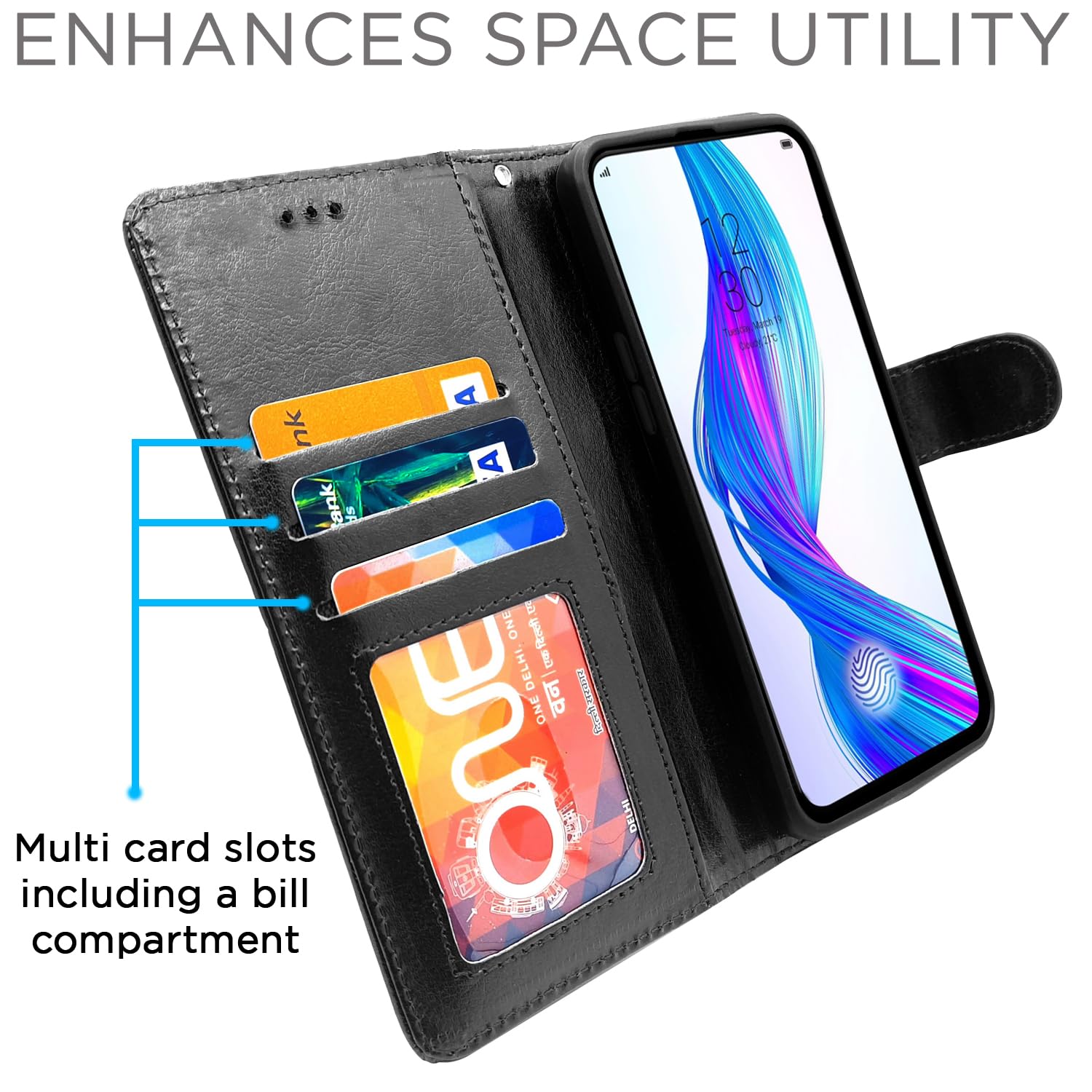 Black wallet flip cover for Oppo K3/Realme X – Pikkme – photo 2