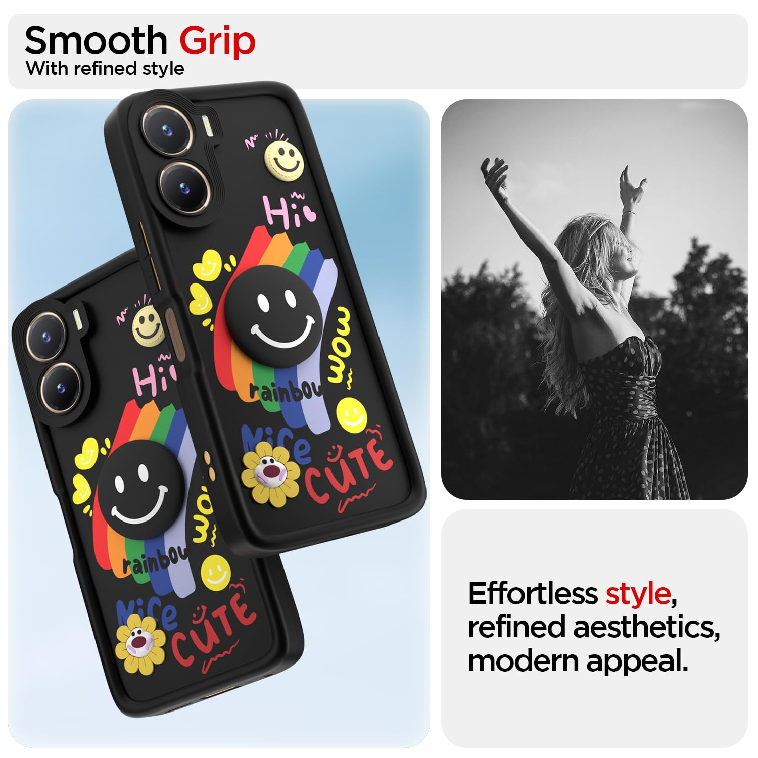 Pikkme black mobile back cover for Vivo T2X/Y16/Y56 5G/T2X/Y56 – photo 2