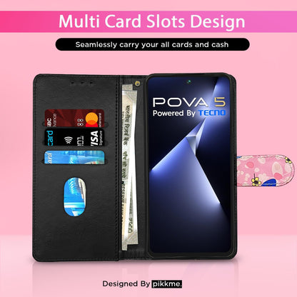 Pikkme pink flower mobile flip cover for Tecno Pova 5/Pova 5 Pro 5G – photo 3